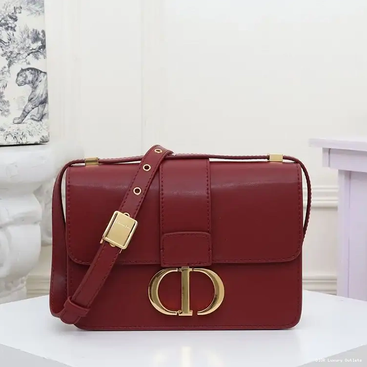 Dior Montaigne Box Calfskin 30 Bag Burgundy 0420 Luxury